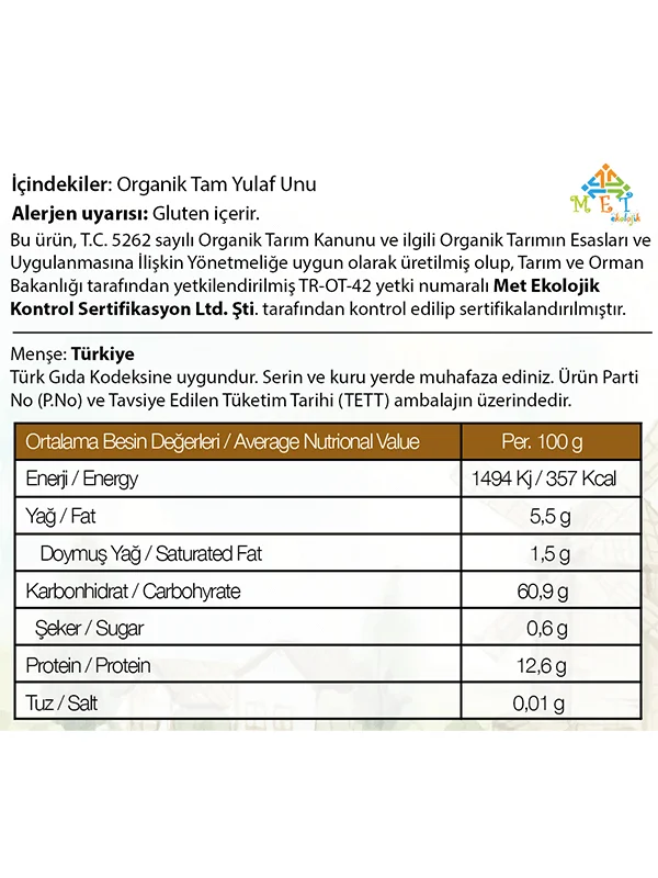 Organik Yulaf Unu 500 g - Görsel 2