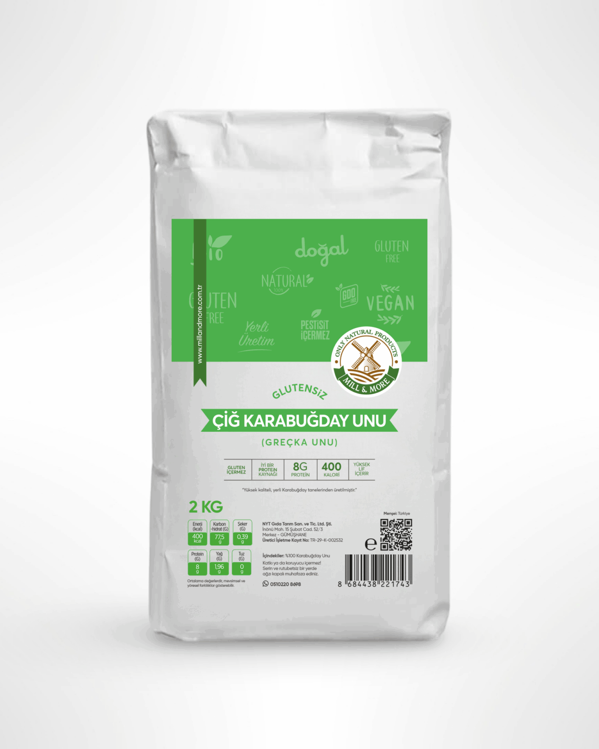 Glutensiz Çiğ Karabuğday Unu 2 Kg - Görsel 1