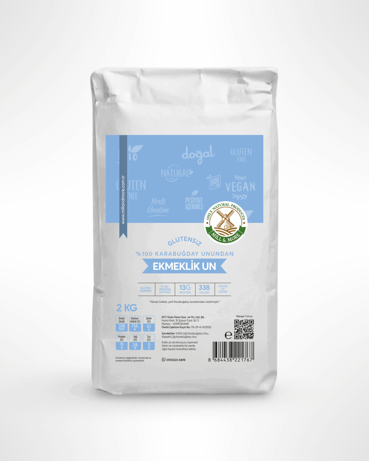 Glutensiz Tam Çiğ Karabuğday Unundan Ekmeklik Un 2 Kg - Görsel 1