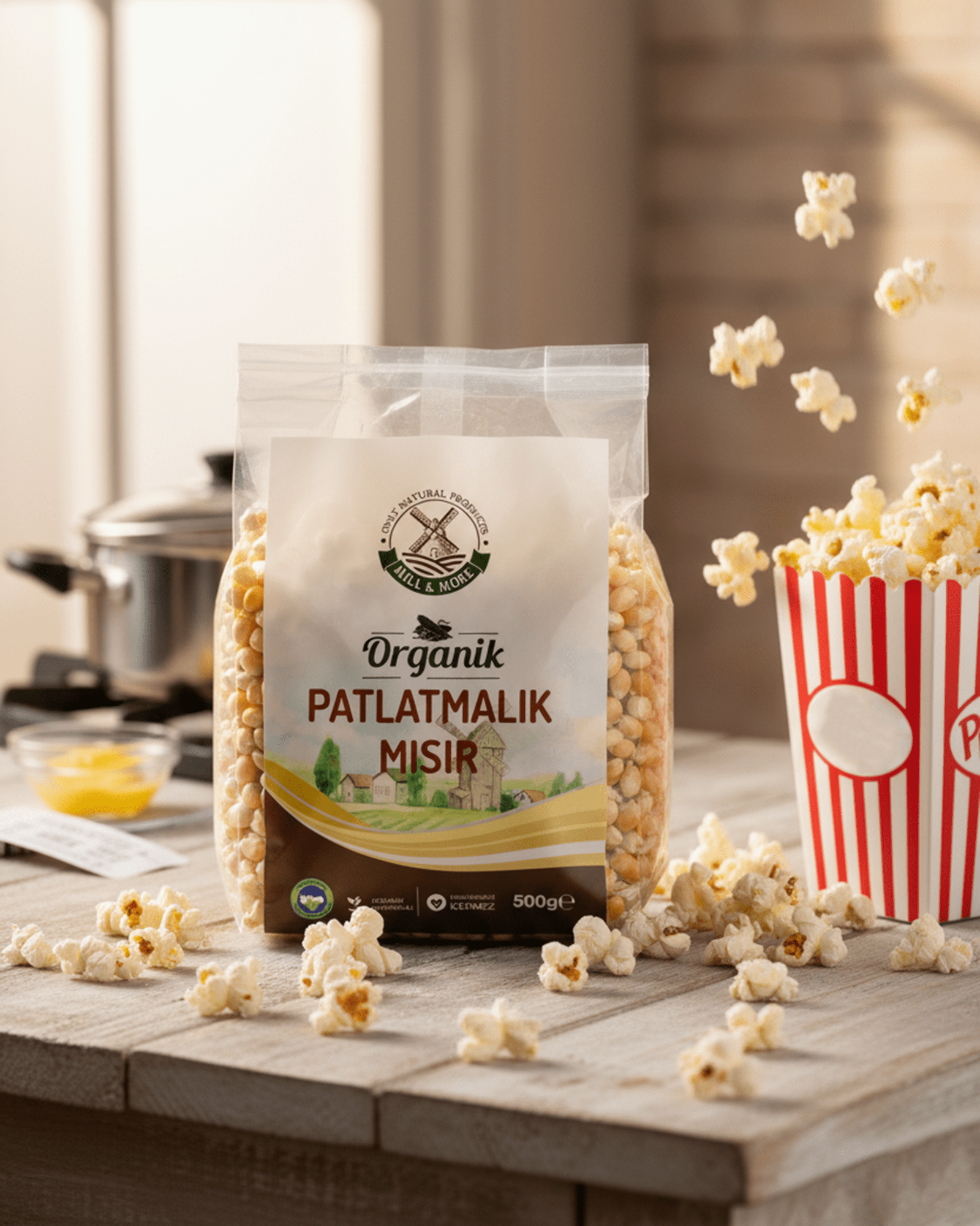 popcorn Organik Patlatmalık Mısır (Cin Mısır) 500 g - Görsel 1