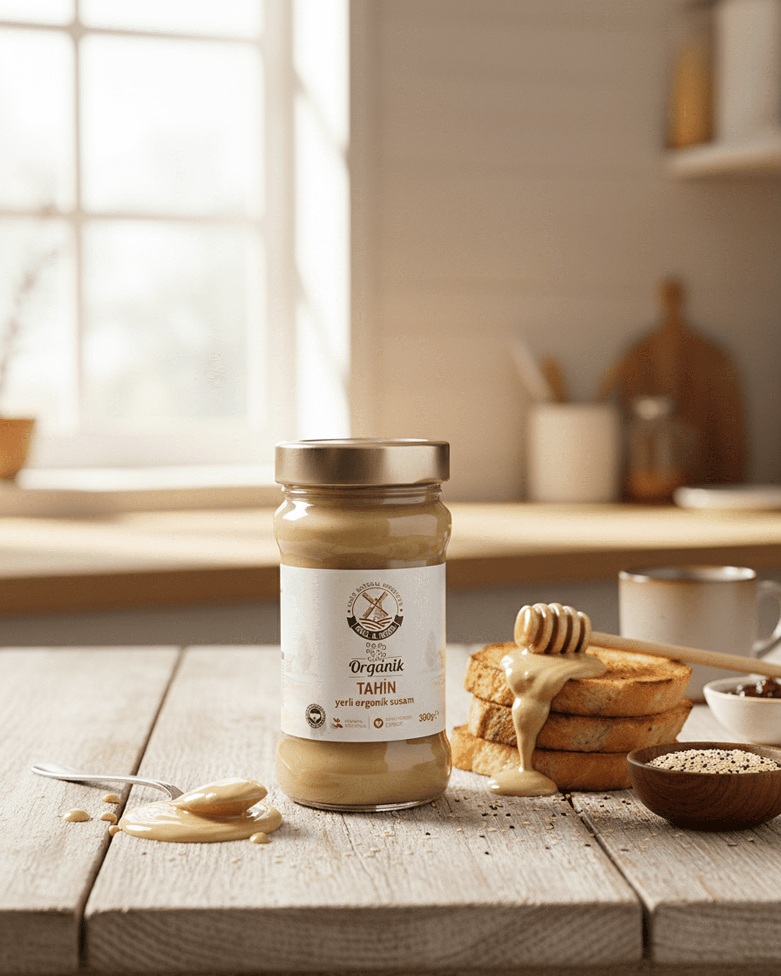 tahin-2 Organik Tahin 300 g - Organik Yerli Susamdan - Görsel 1